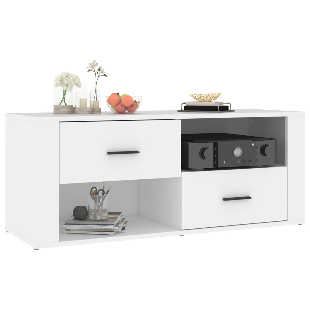 TV-skab Hvid 100x35x40 cm Træ Materiale
