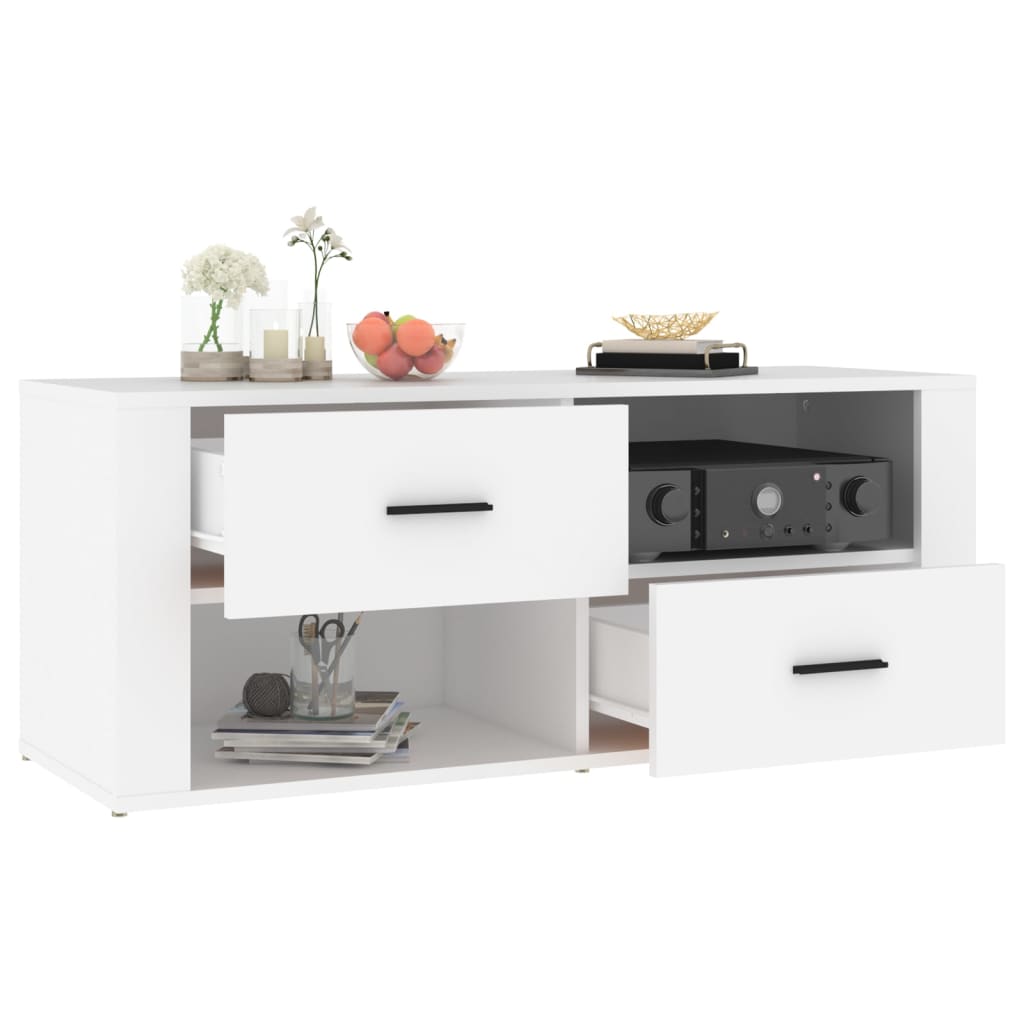 TV-skab Hvid 100x35x40 cm Træ Materiale