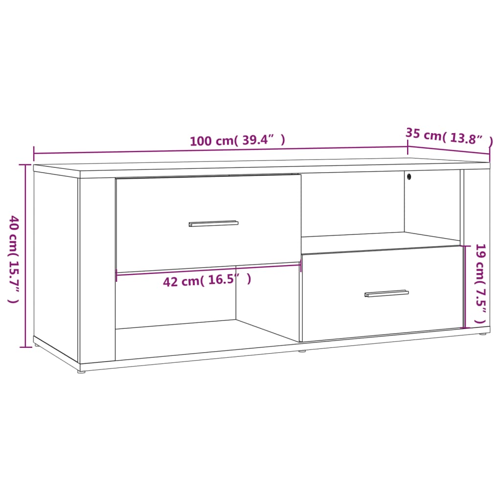TV-skab Hvid 100x35x40 cm Træ Materiale