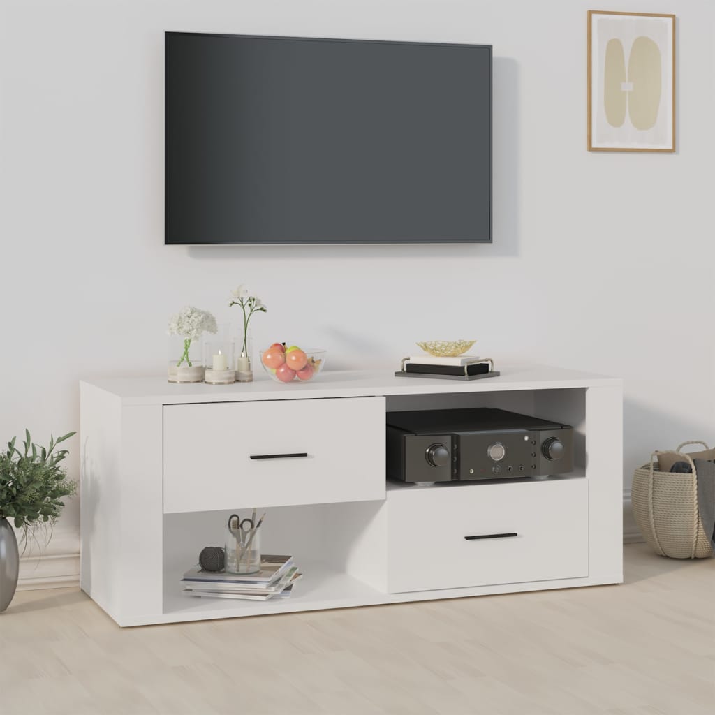 TV-skab Hvid 100x35x40 cm Træ Materiale