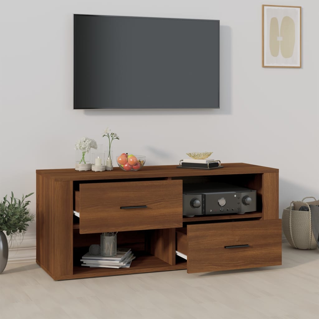 TV-skab Brun Eg Look 100x35x40 cm Træ Materiale
