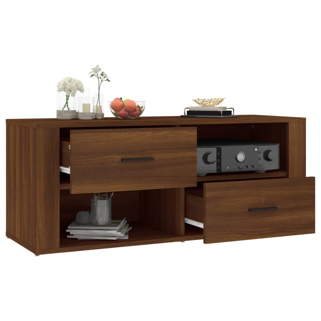 TV-skab Brun Eg Look 100x35x40 cm Træ Materiale