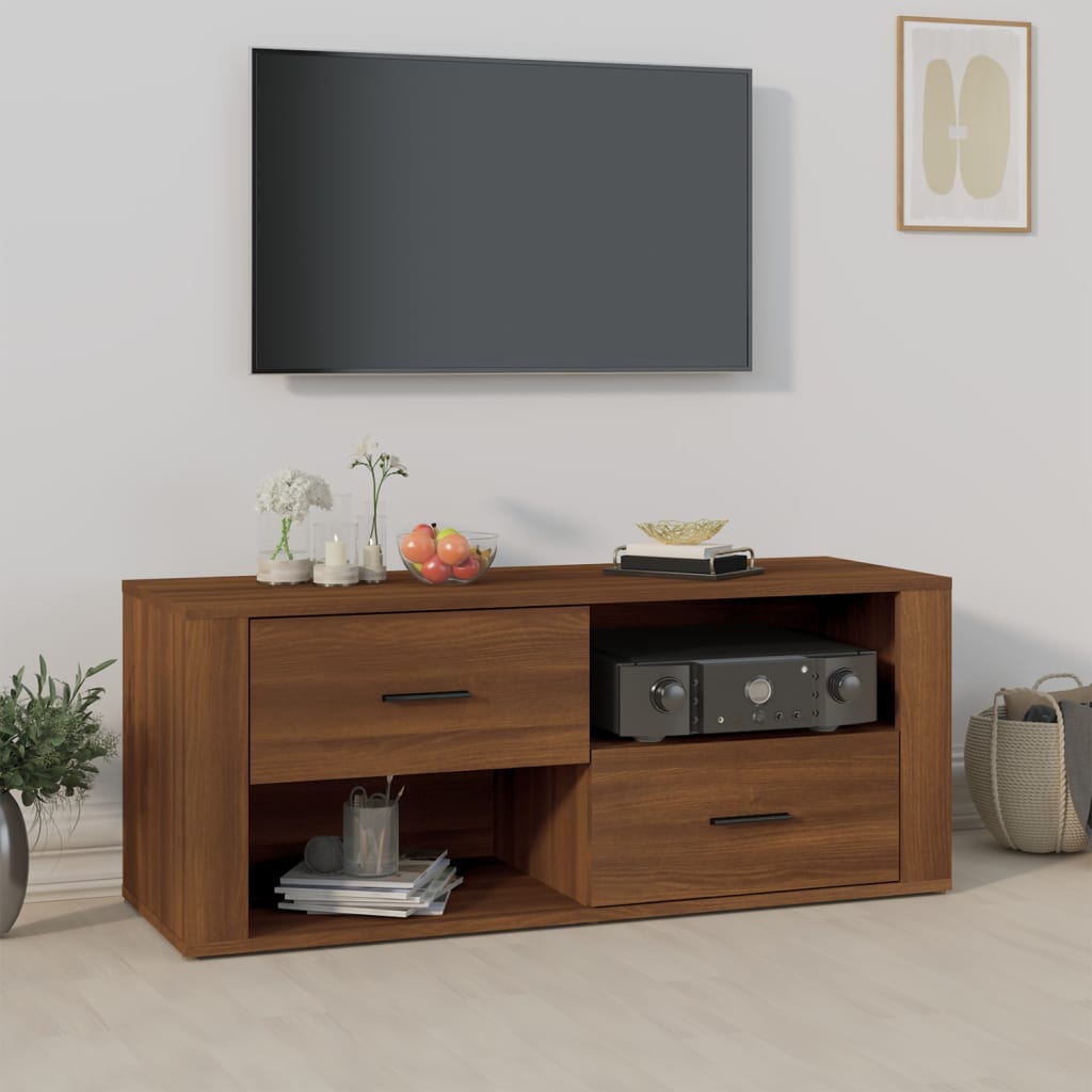 TV-skab Brun Eg Look 100x35x40 cm Træ Materiale