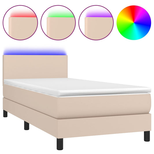 Boxspringbett mit Matratze & LED Cappuccino-Braun 90x190cm