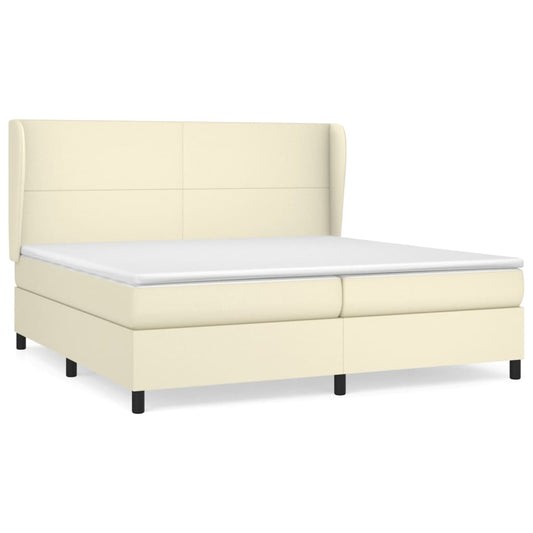 Boxspringbett mit Matratze Creme 200x200 cm Kunstleder
