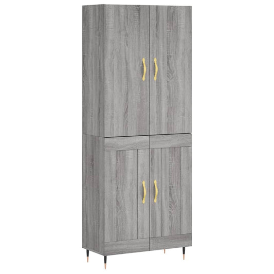 Highboard Grau Sonoma 69,5x34x180 cm Holzwerkstoff