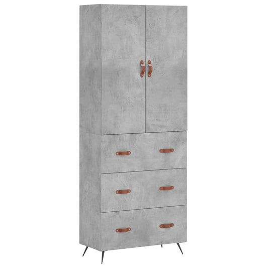 Highboard Betongrau 69,5x34x180 cm Holzwerkstoff