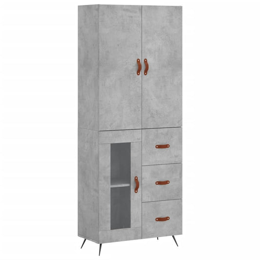 Highboard Betongrau 69,5x34x180 cm Holzwerkstoff