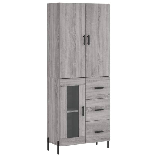 Highboard Grau Sonoma 69,5x34x180 cm Holzwerkstoff