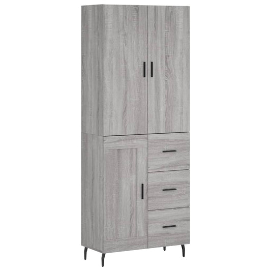 Highboard Grau Sonoma 69,5x34x180 cm Holzwerkstoff