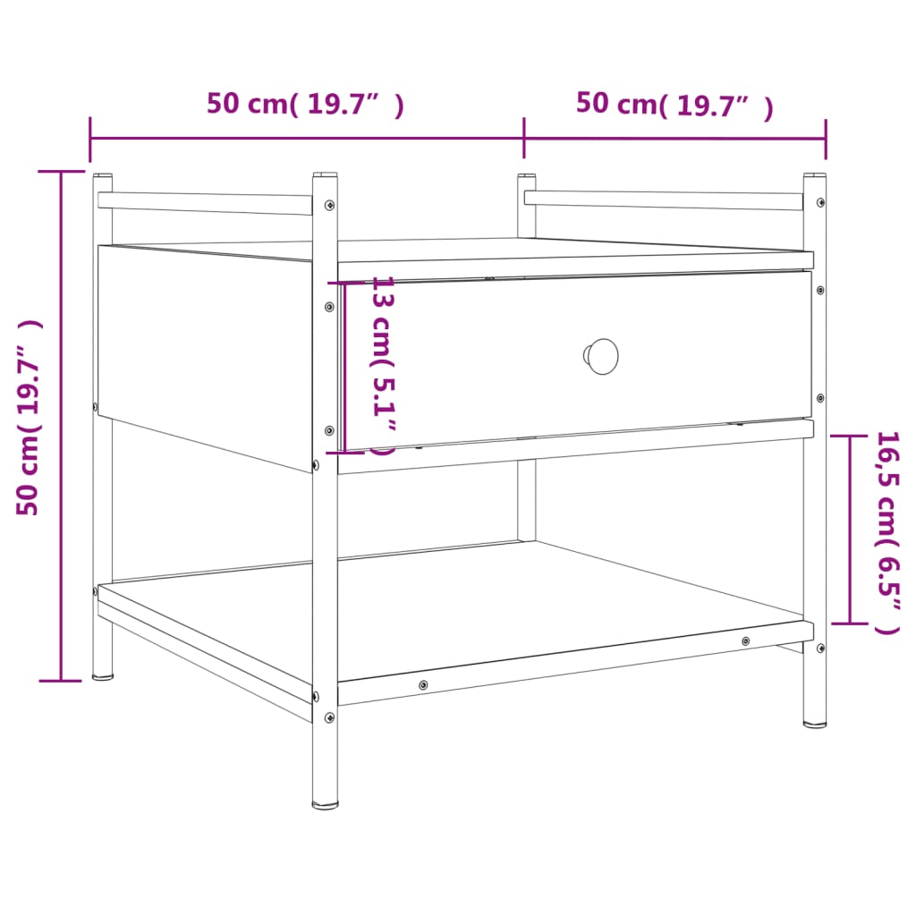 Sofabord Brun Eg Look 50x50x50 cm Træmateriale
