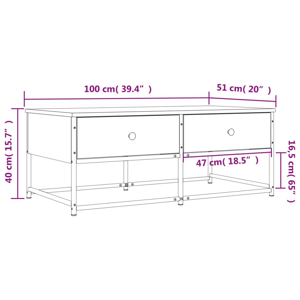 Sofabord Brun Eg Look 100x51x40 cm Træmateriale