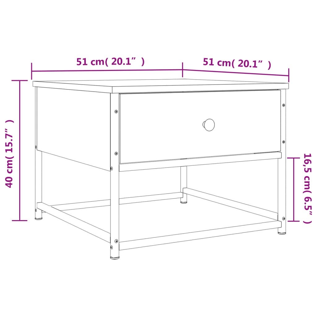 Sofabord Sort 51x51x40 cm Træ Materiale