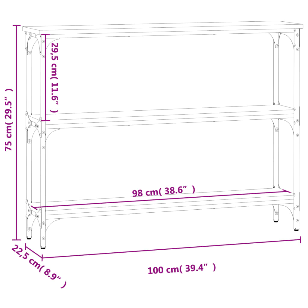 Konsolbord Brun Eg Look 100x22,5x75 cm Træmateriale