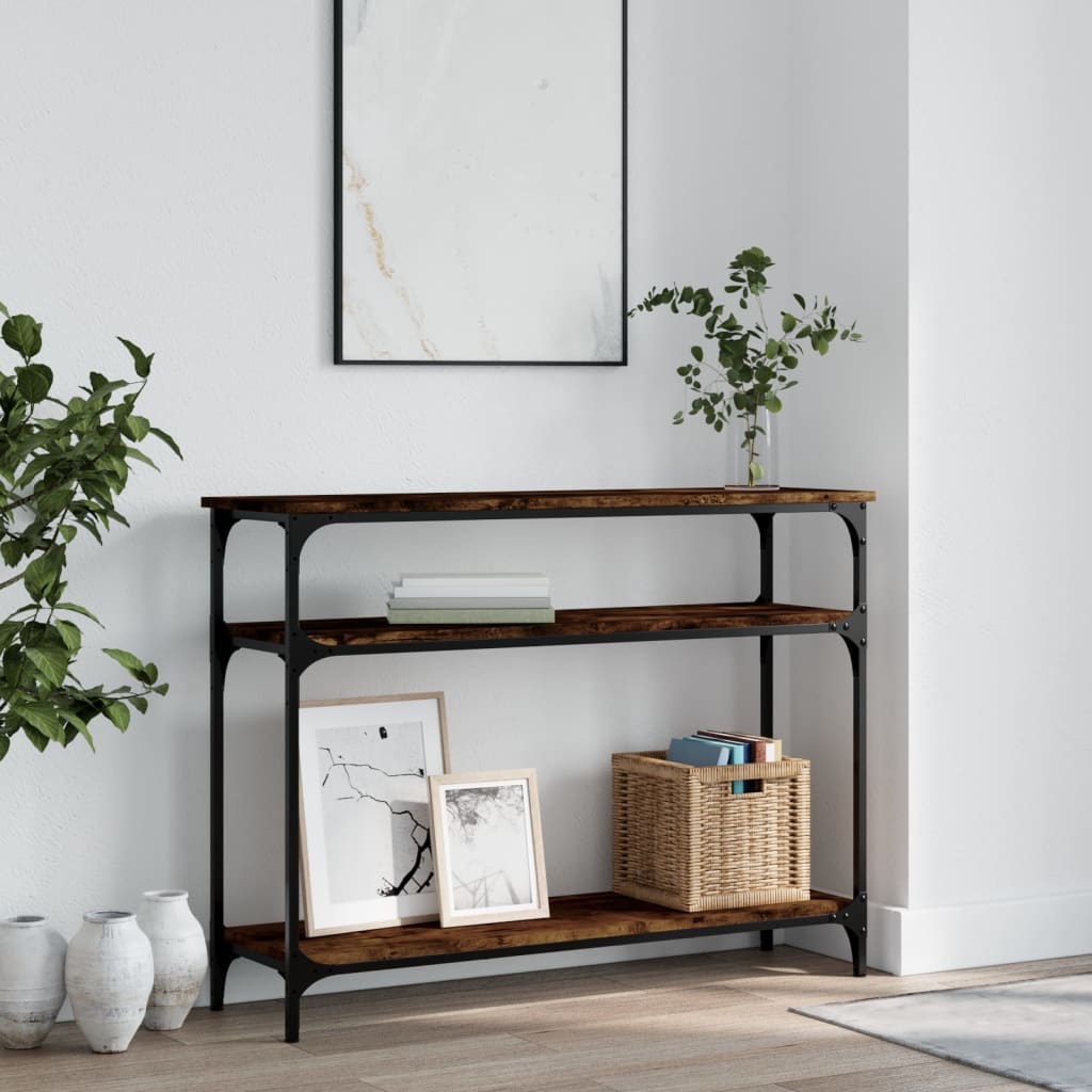 Konsolbord røget eg 100x29x75 cm træmateriale