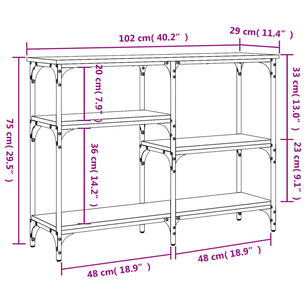 Konsolbord Brun Eg Look 102x29x75 cm Træmateriale