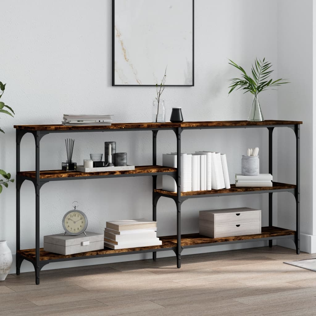 Konsolbord røget eg 160x29x75 cm træmateriale