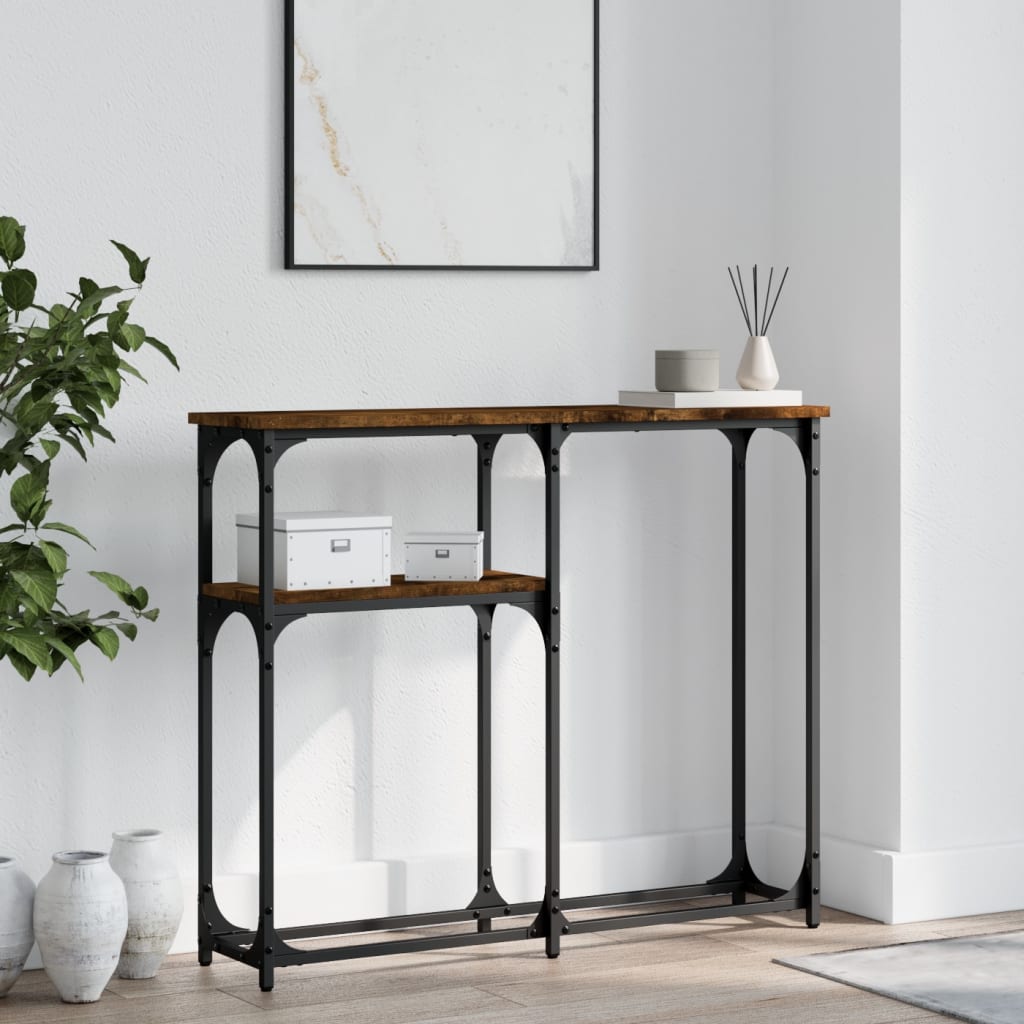Konsolbord røget eg 90x22,5x75 cm træmateriale