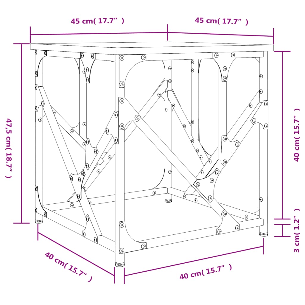 Sofabord Sort 45x45x47,5 cm Træ Materiale