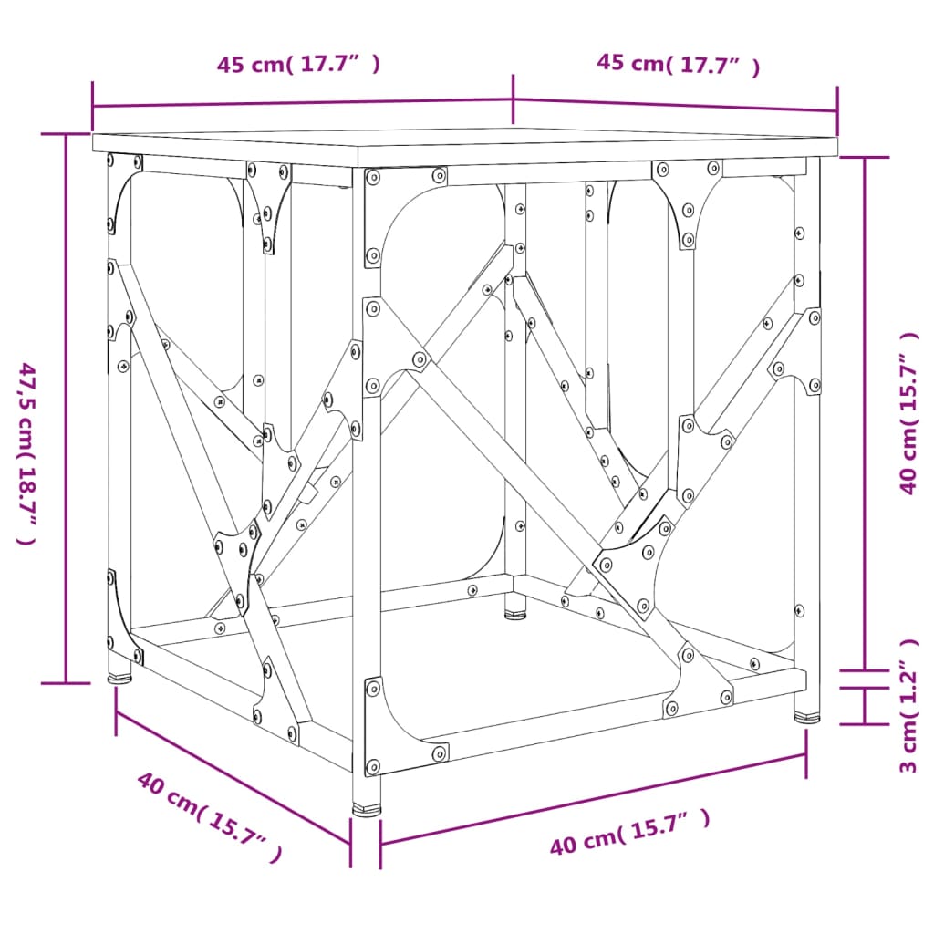 Sofabord Brun Eg Look 45x45x47,5 cm Træmateriale