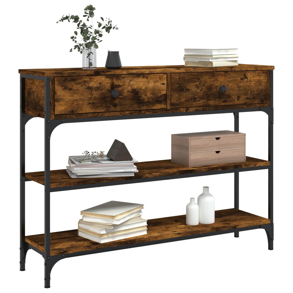 Konsolbord røget eg 100x25x75 cm træmateriale