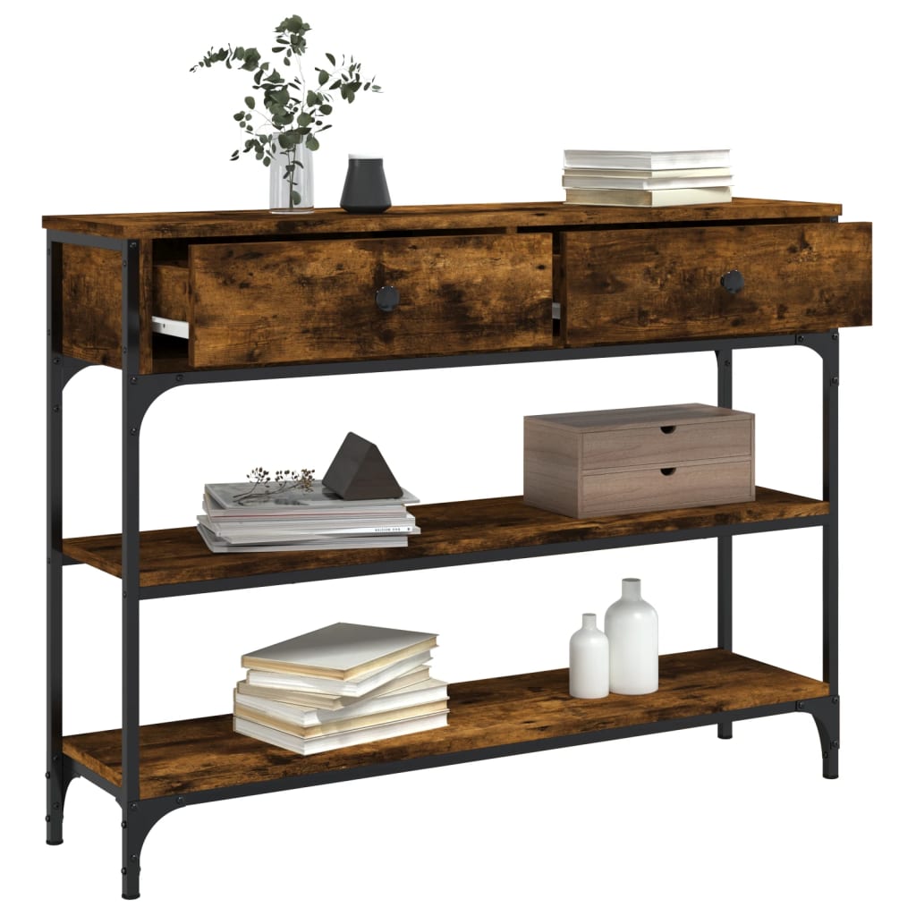 Konsolbord røget eg 100x25x75 cm træmateriale