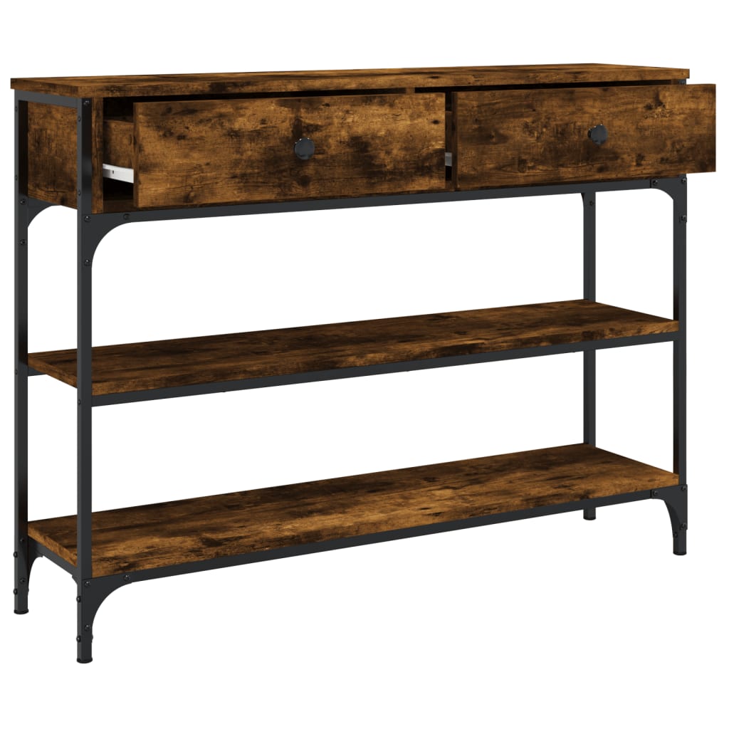 Konsolbord røget eg 100x25x75 cm træmateriale