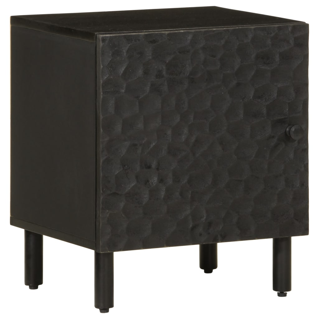 Sengeborde 2 stk Sort 40x33x46 cm massivt mangotræ