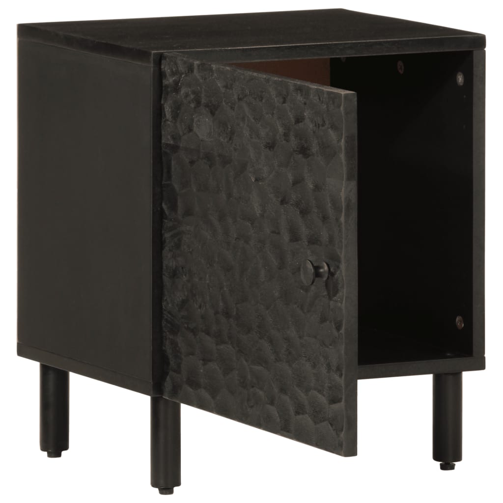 Sengeborde 2 stk Sort 40x33x46 cm massivt mangotræ