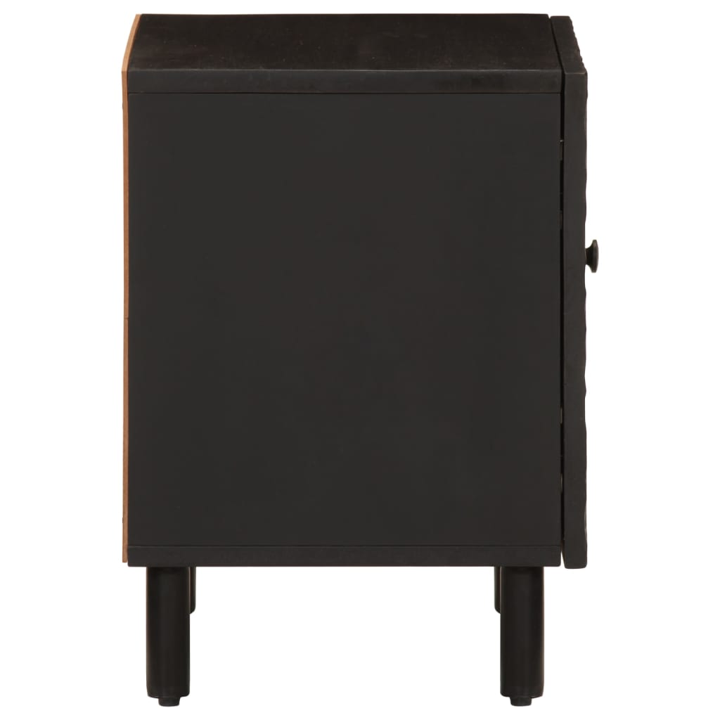 Sengeborde 2 stk Sort 40x33x46 cm massivt mangotræ