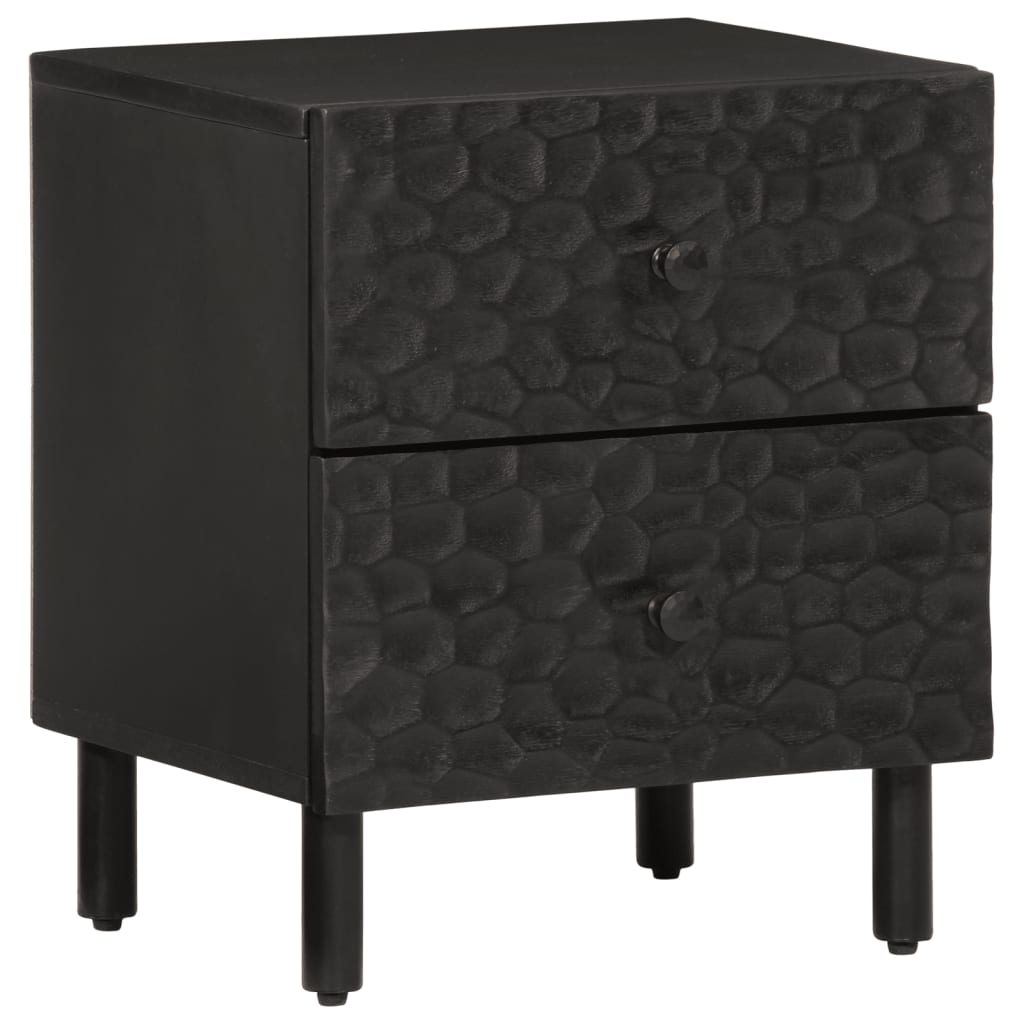 Sengeborde 2 stk Sort 40x33x46 cm massivt mangotræ