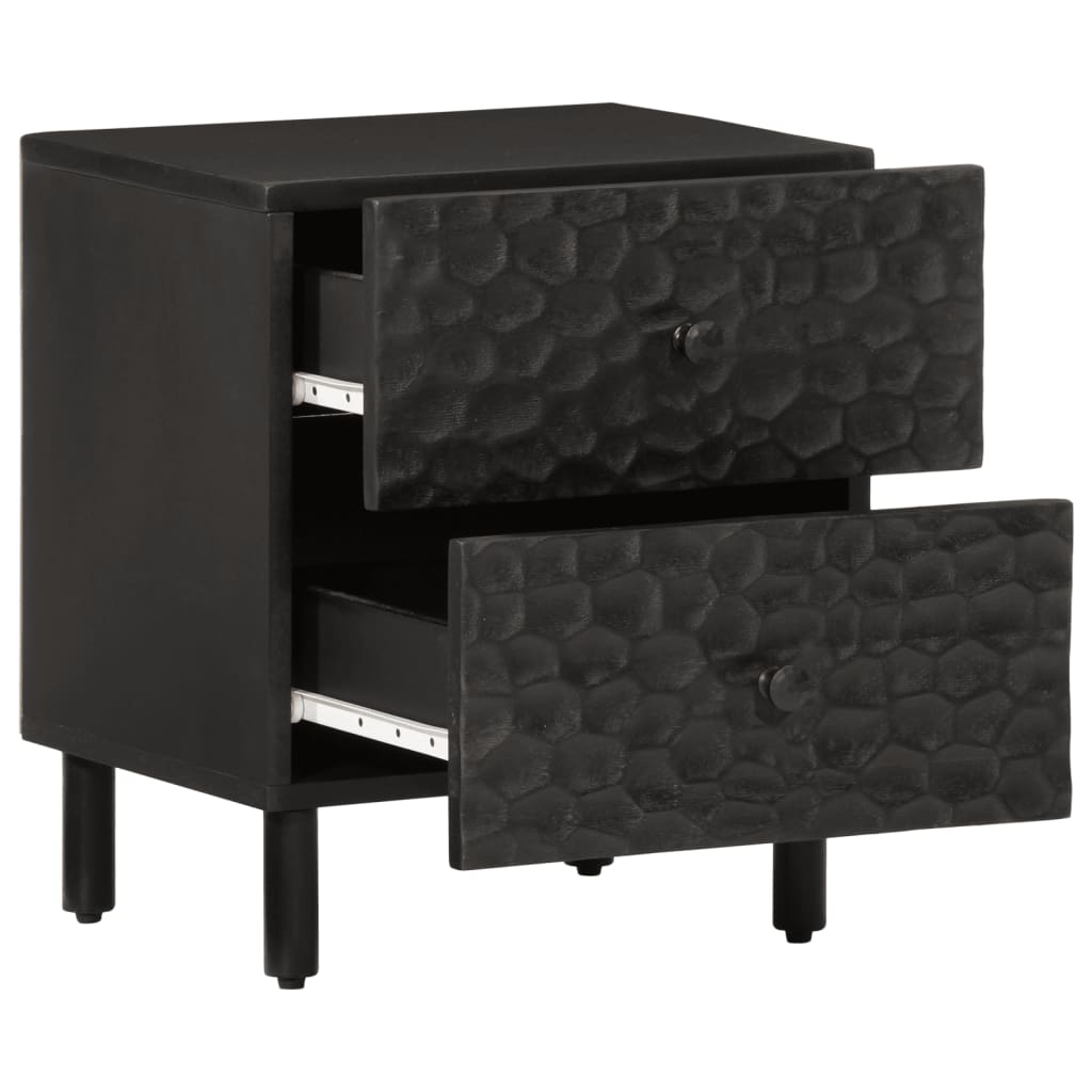 Sengeborde 2 stk Sort 40x33x46 cm massivt mangotræ