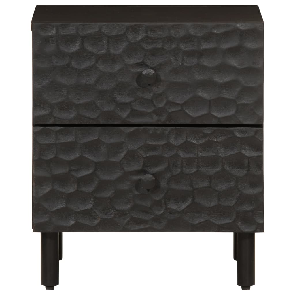Sengeborde 2 stk Sort 40x33x46 cm massivt mangotræ