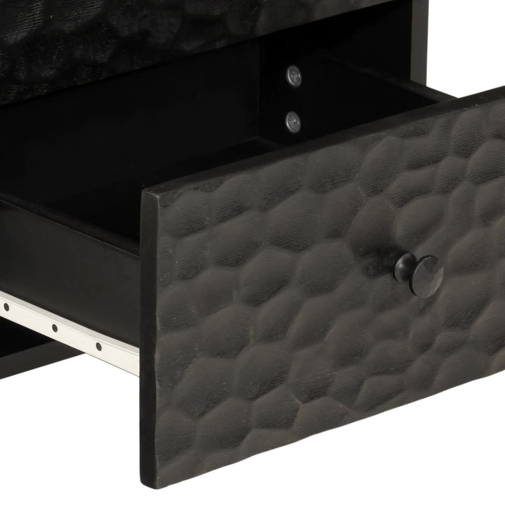 Sengeborde 2 stk Sort 40x33x46 cm massivt mangotræ