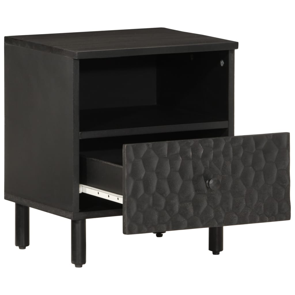 Sengeborde 2 stk Sort 40x33x46 cm massivt mangotræ