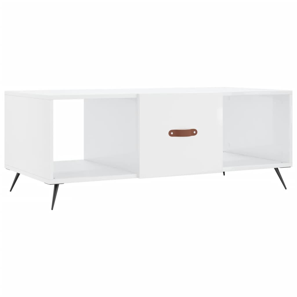 Sofabord højglans hvid 102x50x40 cm træmateriale