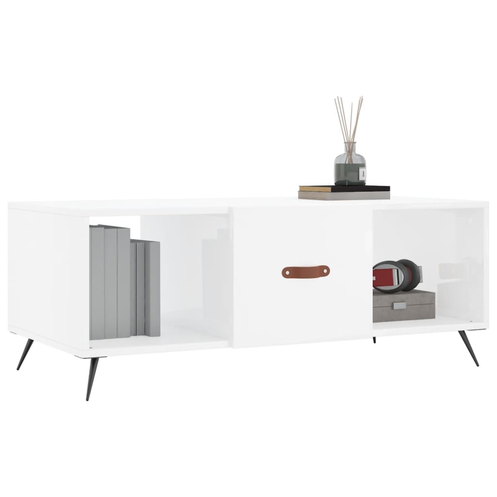 Sofabord højglans hvid 102x50x40 cm træmateriale