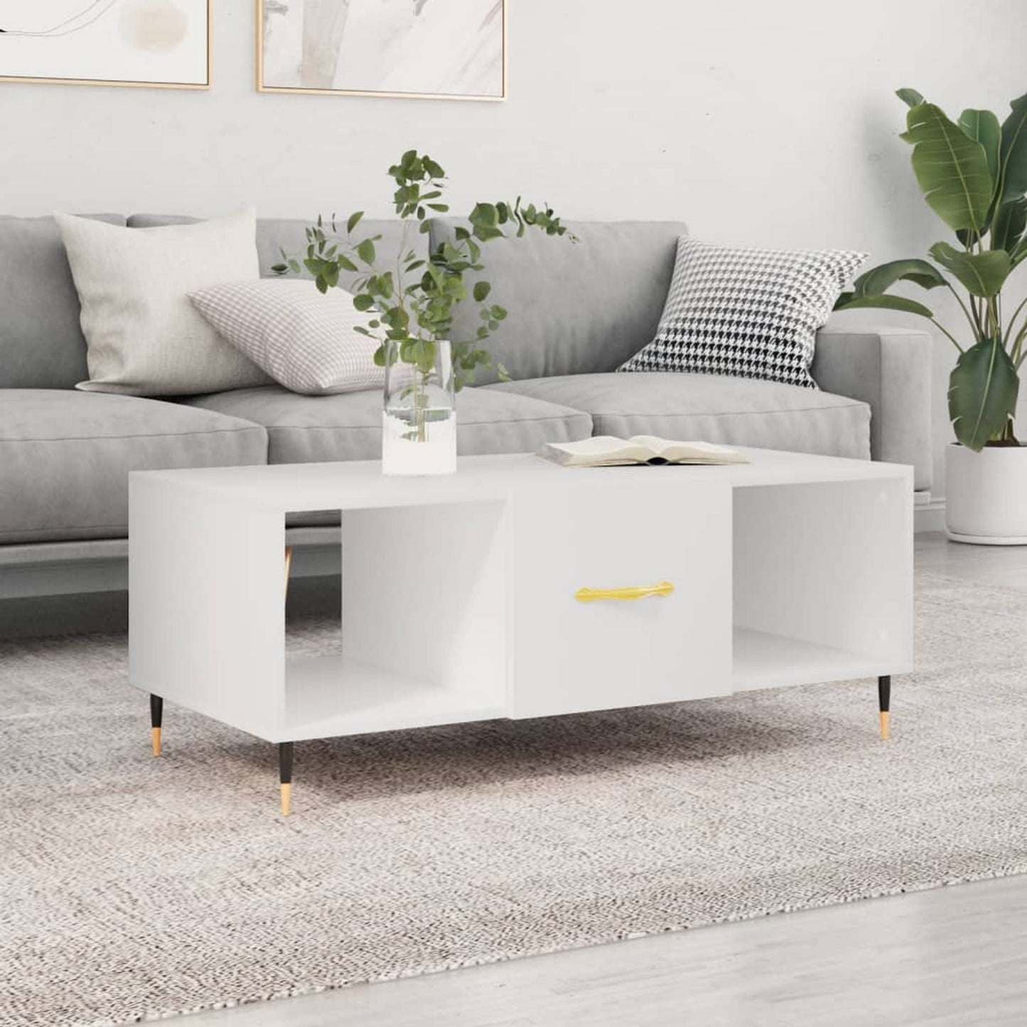 Sofabord Hvid 102x50x40 cm Træ Materiale