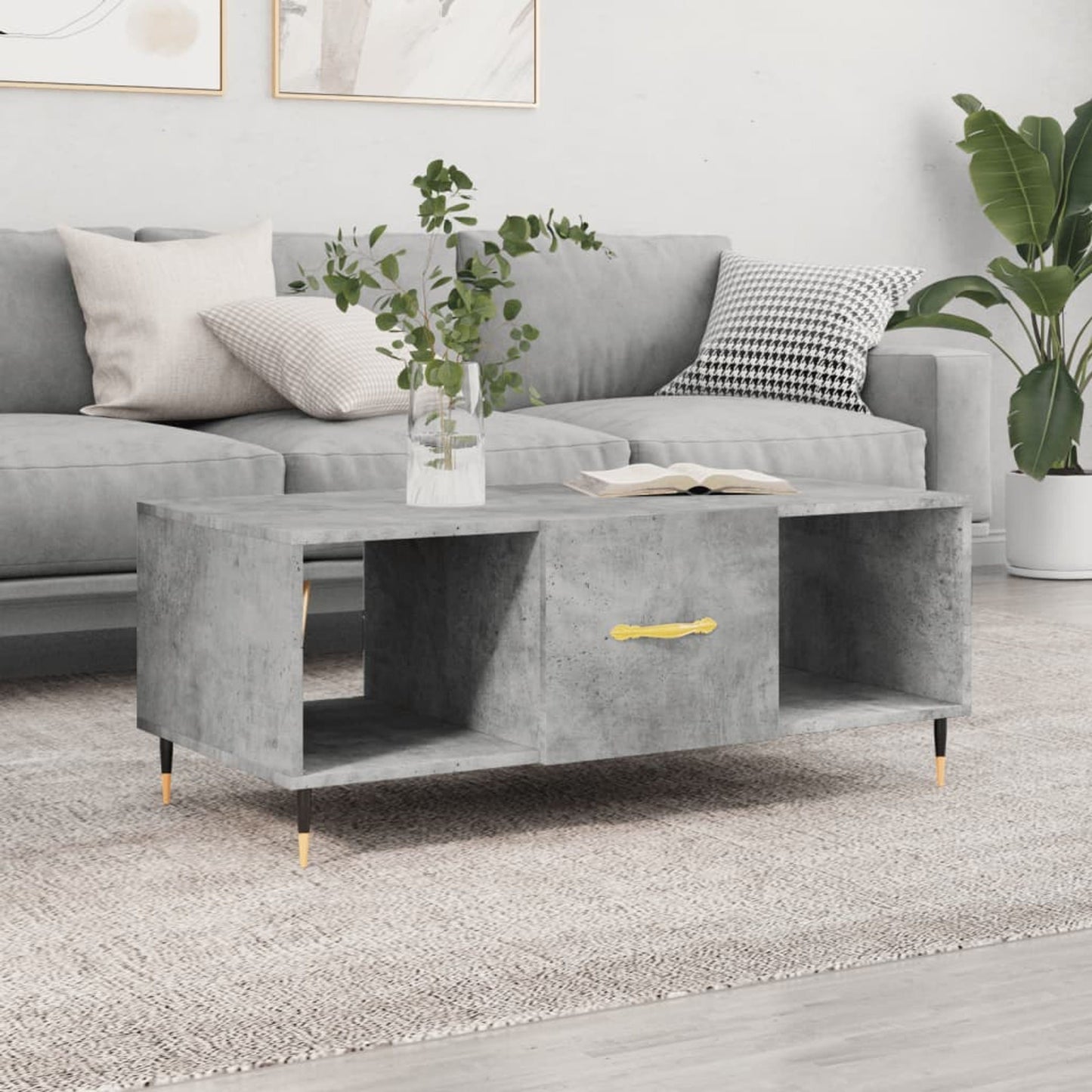 Sofabord betongrå 102x50x40 cm træmateriale