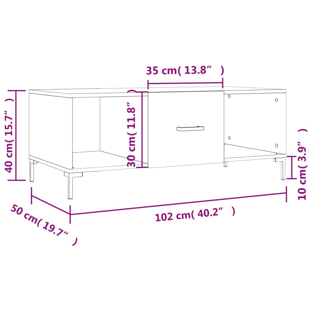 Sofabord Sonoma eg 102x50x40 cm træmateriale