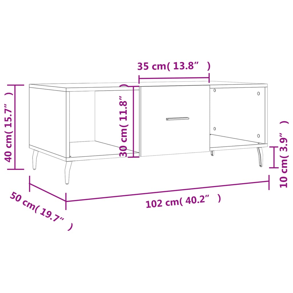 Sofabord Brun Eg Look 102x50x40 cm Træmateriale