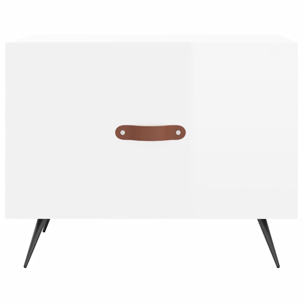 Sofaborde 2 stk Højglans hvid 50x50x40 cm træmateriale