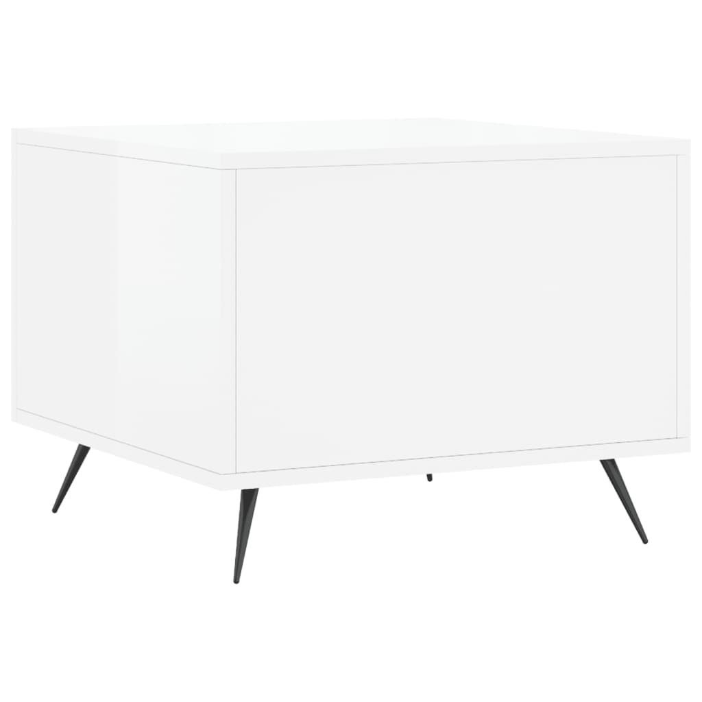 Sofaborde 2 stk Højglans hvid 50x50x40 cm træmateriale