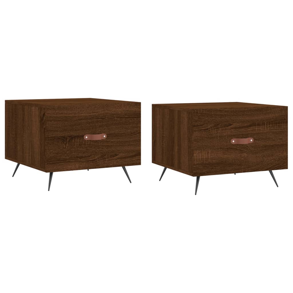 Sofaborde 2 stk Brun eg look 50x50x40 cm træmateriale