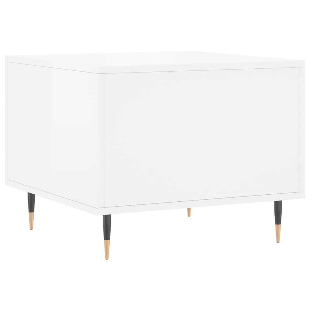 Sofaborde 2 stk Højglans hvid 50x50x40 cm træmateriale