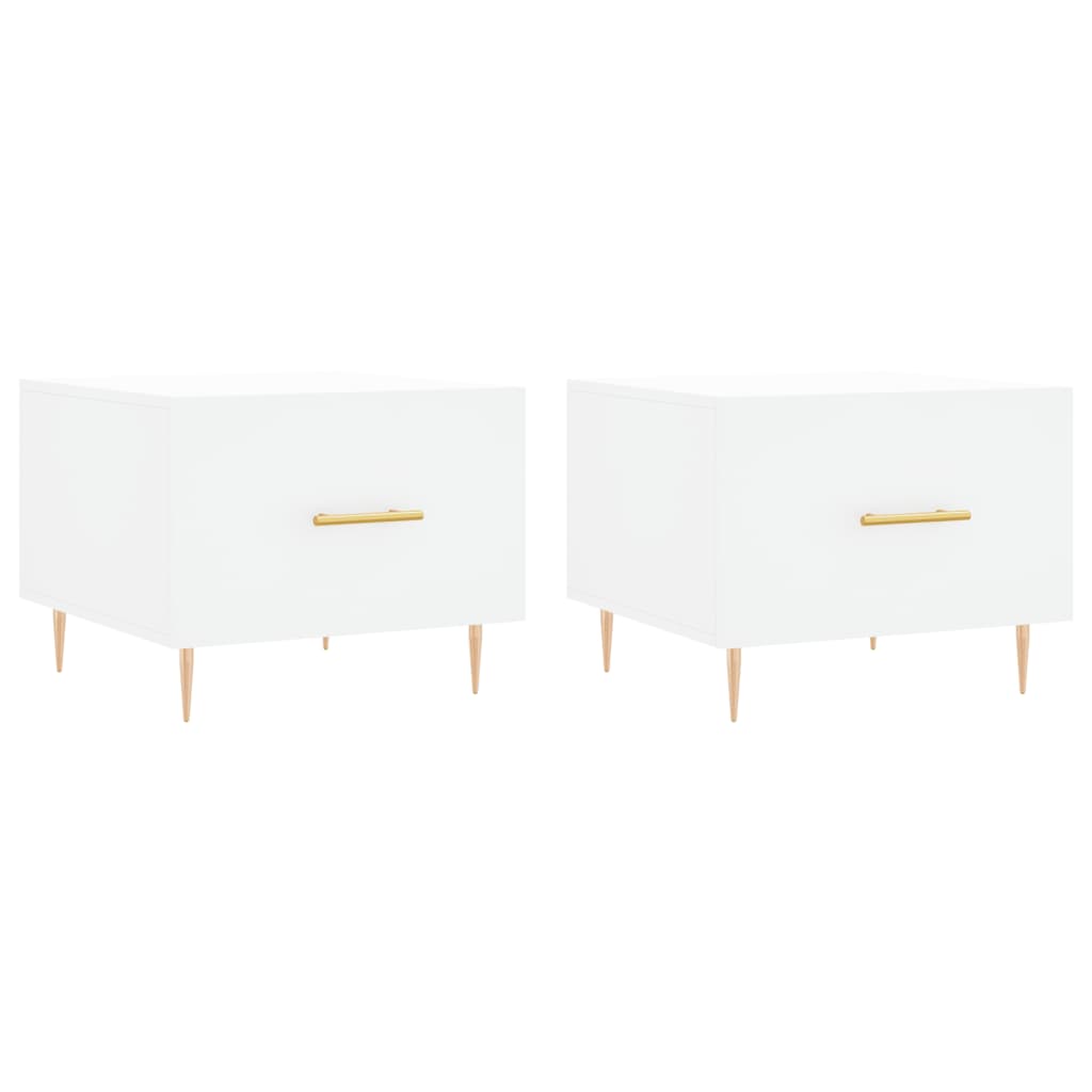 Sofaborde 2 stk Hvid 50x50x40 cm Træmateriale