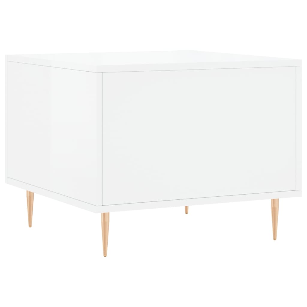 Sofaborde 2 stk Højglans hvid 50x50x40 cm træmateriale