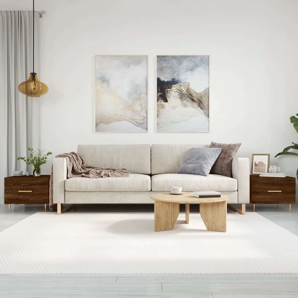 Sofaborde 2 stk Brun eg look 50x50x40 cm træmateriale