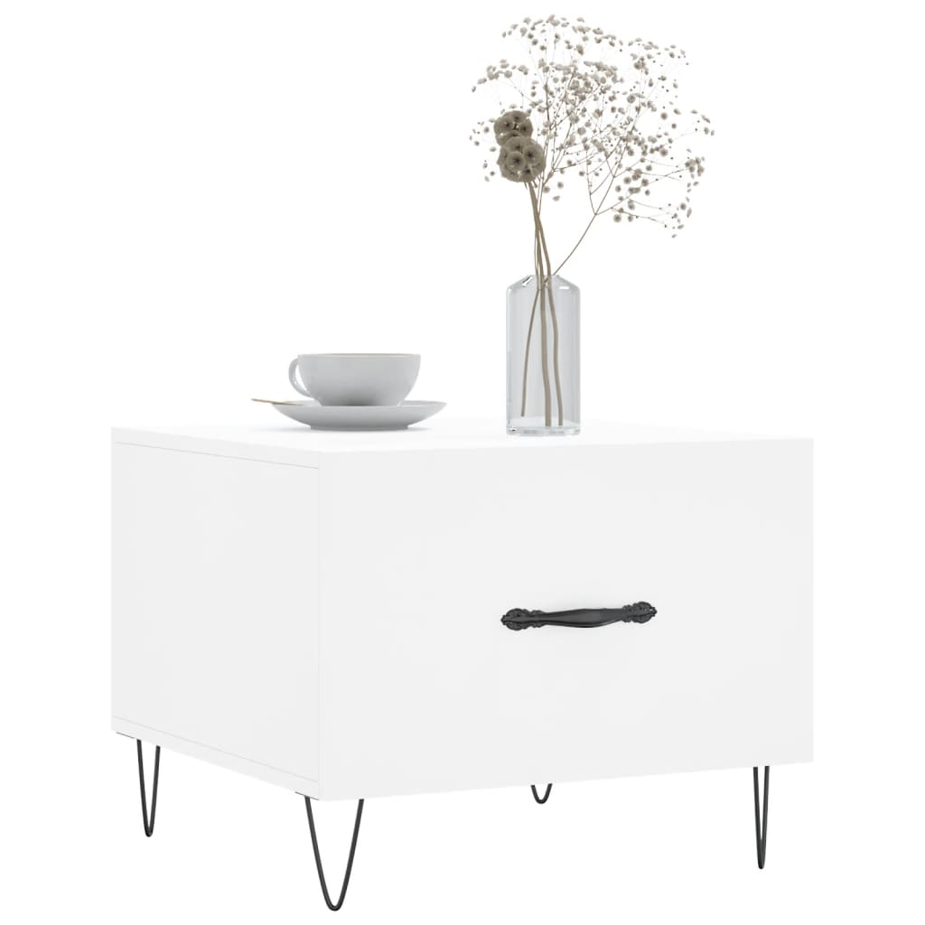 Sofaborde 2 stk Hvid 50x50x40 cm Træmateriale