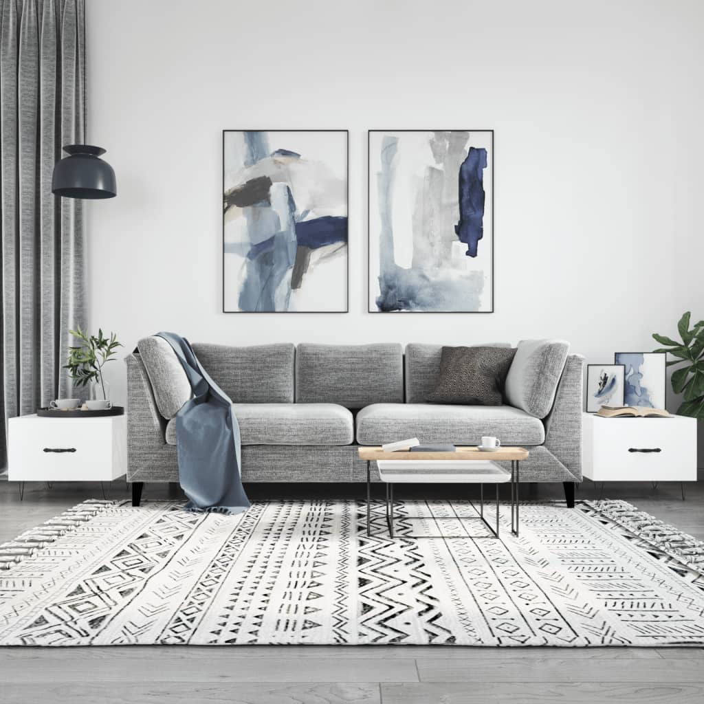 Sofaborde 2 stk Højglans hvid 50x50x40 cm træmateriale
